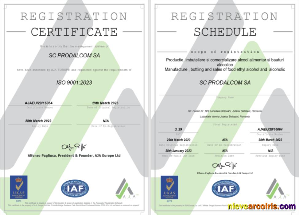 Italy certificate of registration